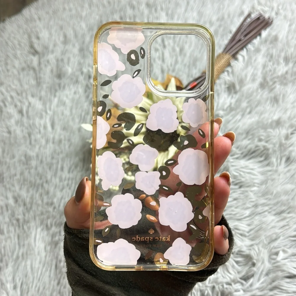 Kate spade pink floral cheetah iPhone 12 Pro Max case.